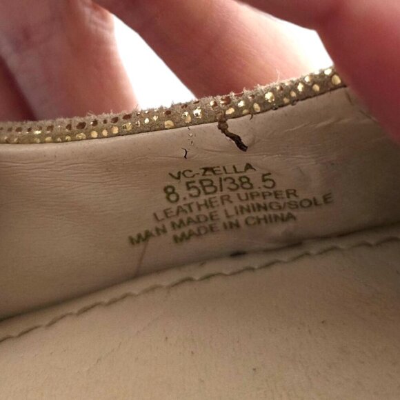 Vince Camuto Zella Gold Leather Platform Stiletto Heels Sz 8.5 - Picture 6 of 7